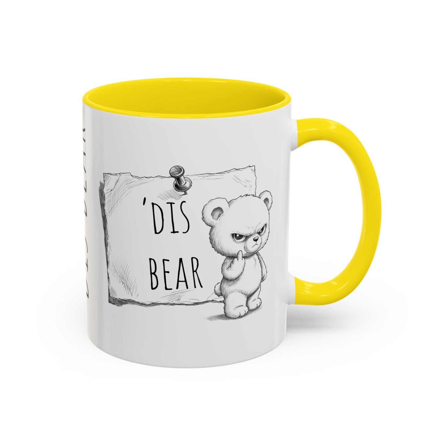 'Dis Bear' Coffee Mug – Cute Grumpy Teddy Accent Mug (11/15oz)