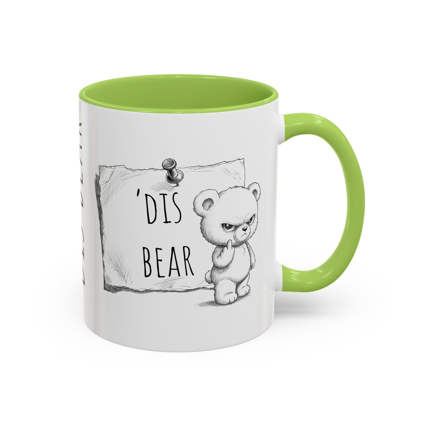 'Dis Bear' Coffee Mug – Cute Grumpy Teddy Accent Mug (11/15oz)