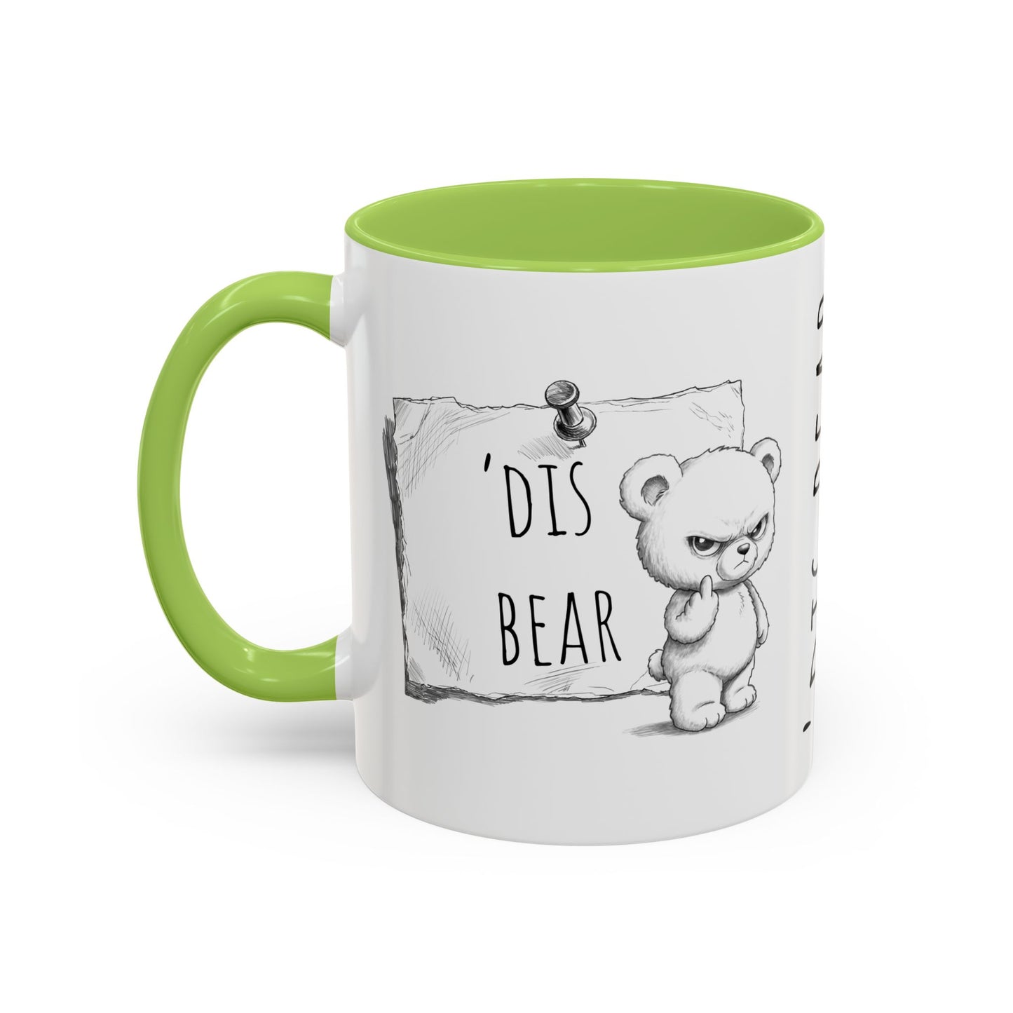 'Dis Bear' Coffee Mug – Cute Grumpy Teddy Accent Mug (11/15oz)