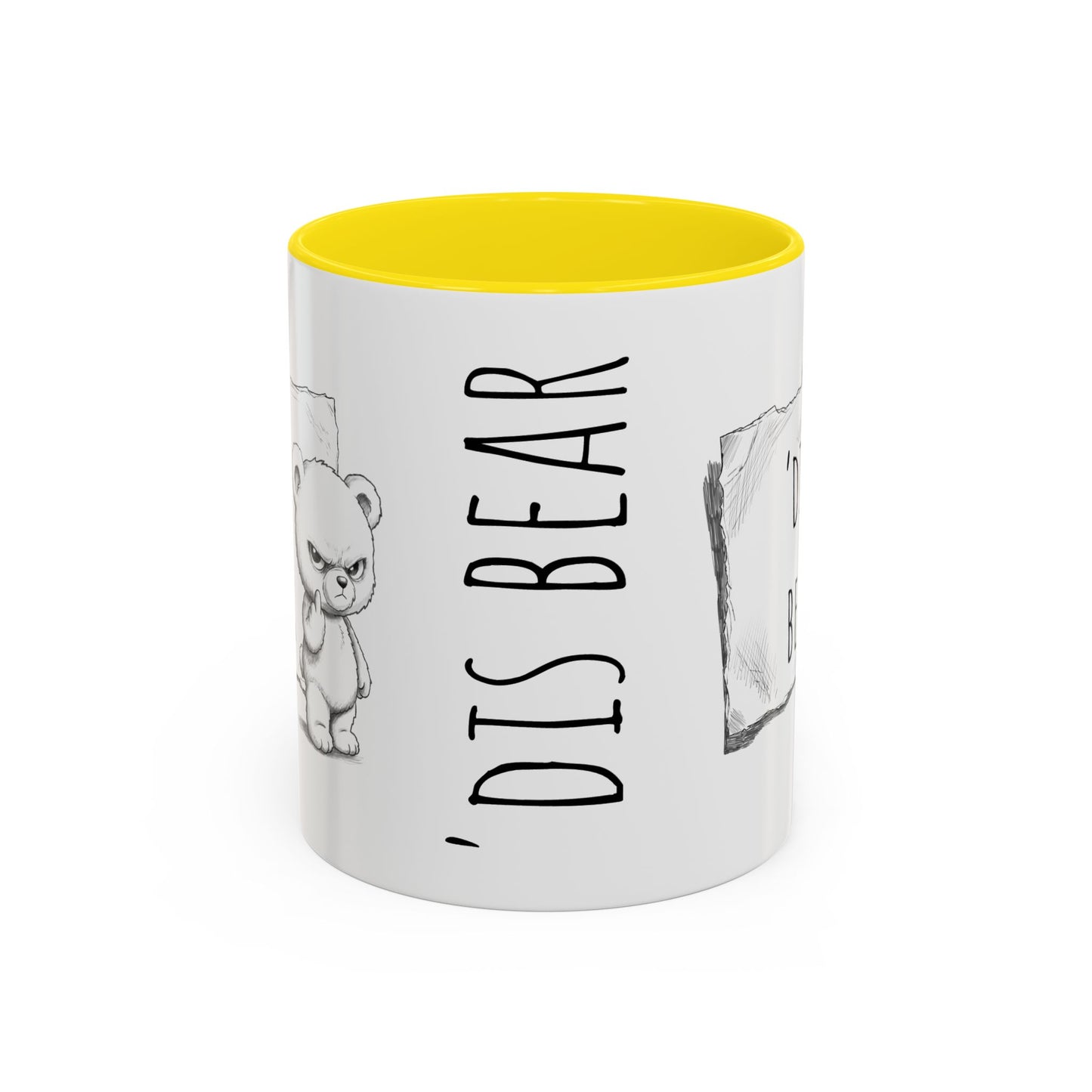 'Dis Bear' Coffee Mug – Cute Grumpy Teddy Accent Mug (11/15oz)